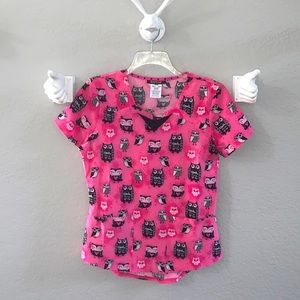 Pink Owl Size Small Scrub Top